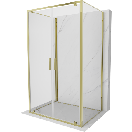 Mexen Exo-3S kabina prysznicowa 3-ścienna uchylna 120 x 100 cm, transparent, złota - 8182-120-100-50-00-3S