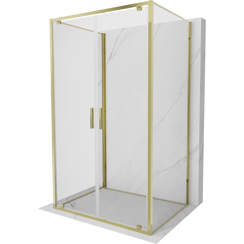 Mexen Exo-BR Duo 3S kabina prysznicowa 3-ścienna uchylna 90 x 110 cm, transparent, złota - 8182-090-110-50-00-3S