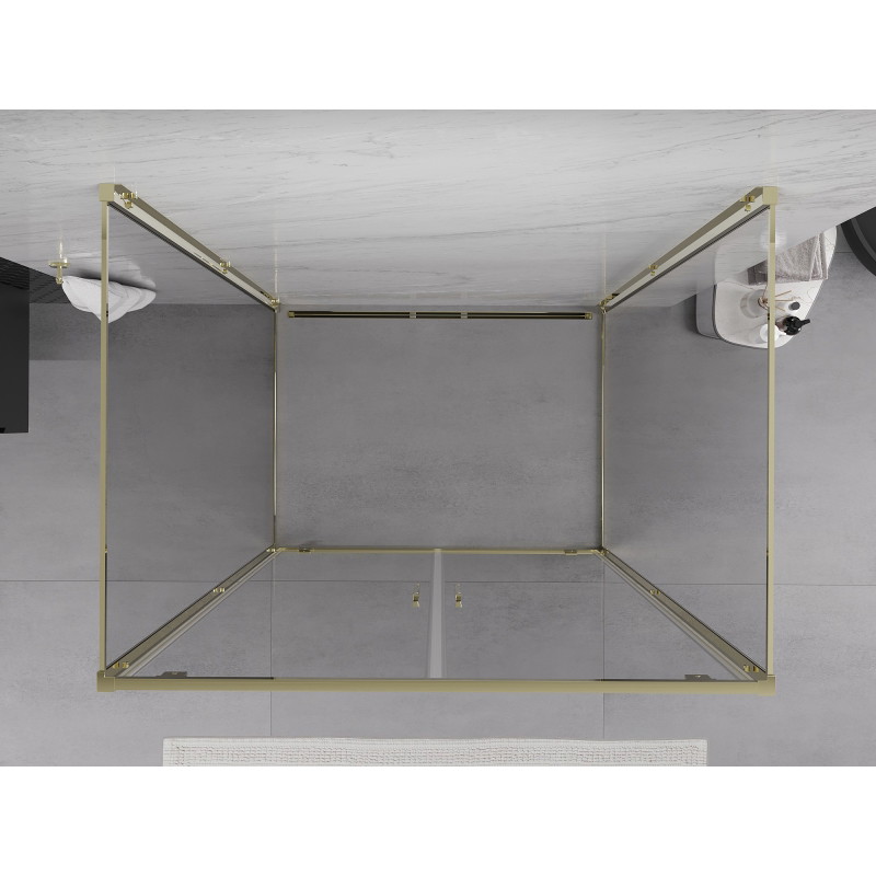 Mexen Exo-BR Duo 3S kabina prysznicowa 3-ścienna uchylna 90 x 110 cm, transparent, złota - 8182-090-110-50-00-3S