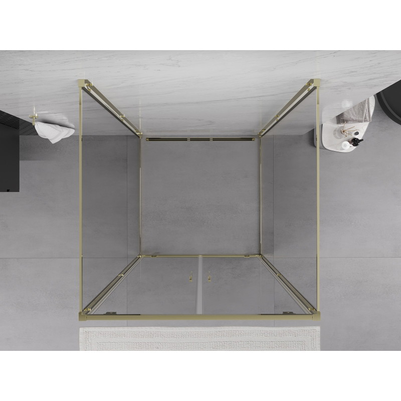 Mexen Exo-BR Duo 3S kabina prysznicowa 3-ścienna uchylna 110 x 110 cm, transparent, złota - 8182-110-110-50-00-3S
