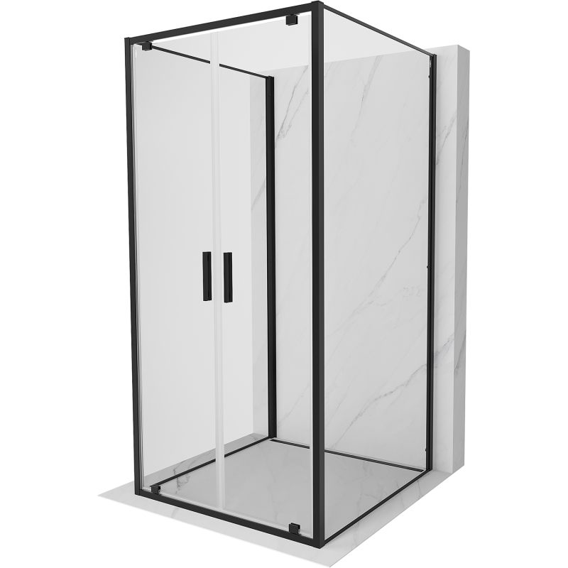 Mexen Exo-3S kabina prysznicowa 3-ścienna uchylna 90 x 90 cm, transparent, czarna - 8182-090-090-70-00-3S