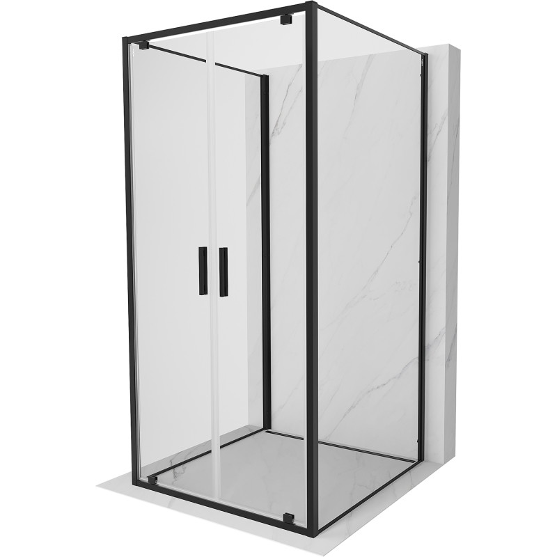 Mexen Exo-BR Duo 3S kabina prysznicowa 3-ścienna uchylna 100 x 100 cm, transparent, czarna - 8182-100-100-70-00-3S