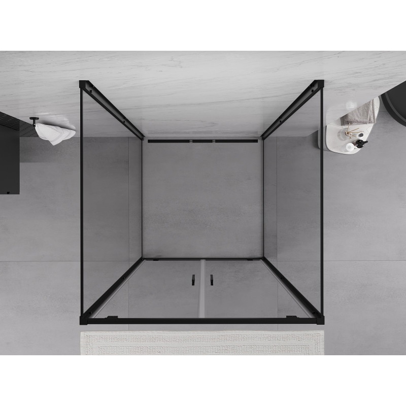 Mexen Exo-BR Duo 3S kabina prysznicowa 3-ścienna uchylna 110 x 110 cm, transparent, czarna - 8182-110-110-70-00-3S