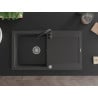 Mexen Leo zlewozmywak granitowy 1-komorowy z ociekaczem i baterią kuchenną Telma, czarny nakrapiany - 6501-76-670200-70