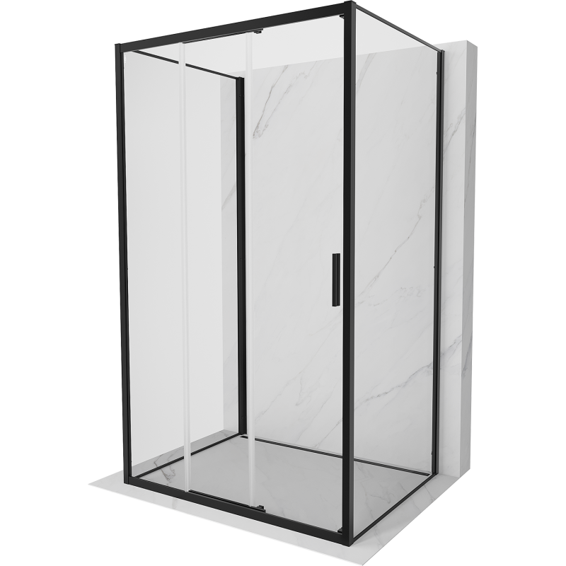 Mexen Exo-3S kabina prysznicowa 3-ścienna rozsuwana 80 x 75 cm, transparent, czarna - 8153-080-075-70-00-3S