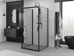 Mexen Exo-3S 3S kabina prysznicowa 3-ścienna rozsuwana 80 x 80 cm, transparent, czarna - 8153-080-080-70-00-3S