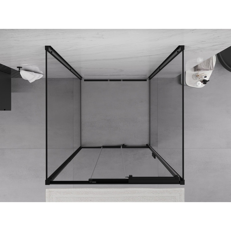 Mexen Exo-3S 3S kabina prysznicowa 3-ścienna rozsuwana 85 x 85 cm, transparent, czarna - 8153-085-085-70-00-3S