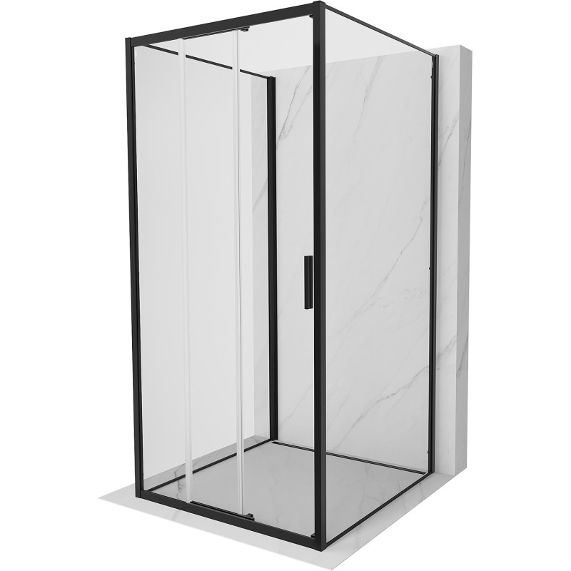 Mexen Exo-3S 3S kabina prysznicowa 3-ścienna rozsuwana 95 x 95 cm, transparent, czarna - 8153-095-095-70-00-3S