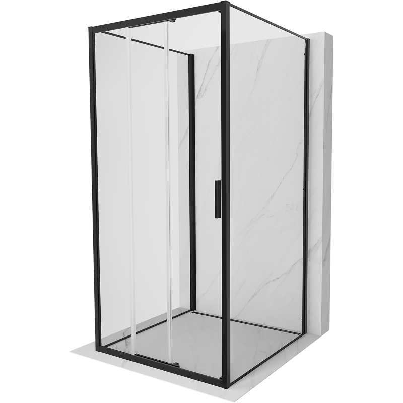 Mexen Exo-3S kabina prysznicowa 3-ścienna rozsuwana 100 x 100 cm, transparent, czarna - 8153-100-100-70-00-3S