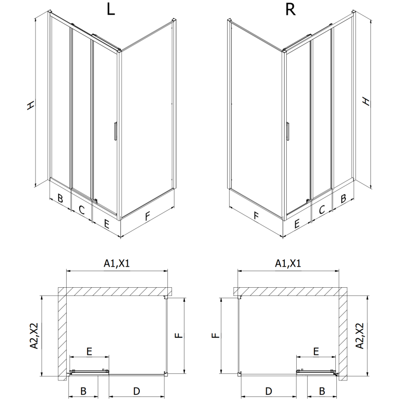 Mexen Exo kabina prysznicowa rozsuwana 80 x 70 cm, transparent, chrom - 8153-080-070-01-00