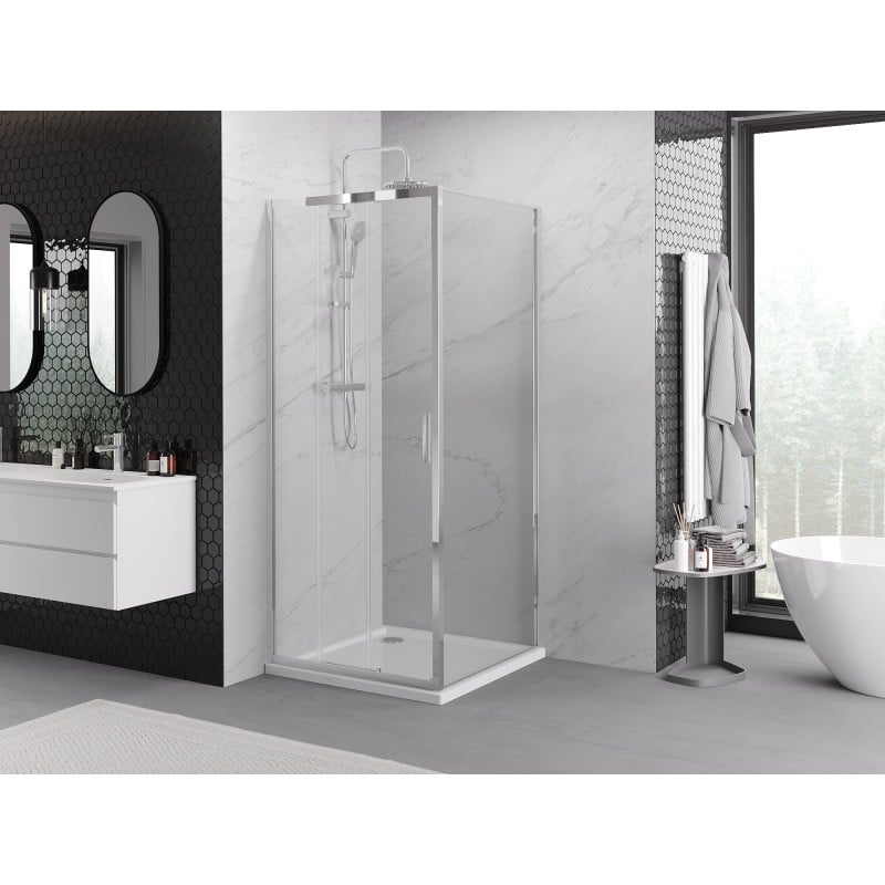 Mexen Exo kabina prysznicowa rozsuwana 90 x 90 cm, transparent, chrom - 8153-090-090-01-00