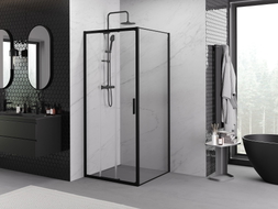 Mexen Exo-3S kabina prysznicowa rozsuwana 80 x 80 cm, transparent, czarna - 8153-080-080-70-00