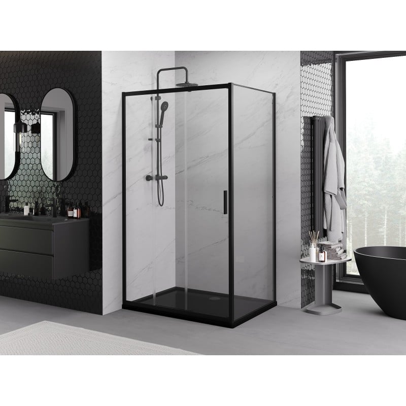 Mexen Exo kabina prysznicowa rozsuwana 95 x 90 cm, transparent, czarna - 8153-095-090-70-00