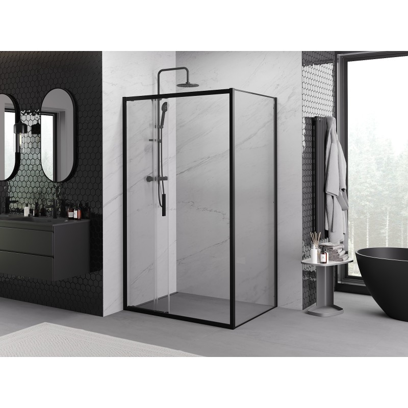 Mexen Exo kabina prysznicowa rozsuwana 90 x 95 cm, transparent, czarna - 8153-090-095-70-00