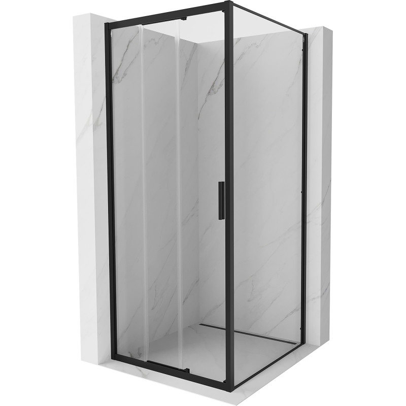 Mexen Exo-3S kabina prysznicowa rozsuwana 100 x 100 cm, transparent, czarna - 8153-100-100-70-00