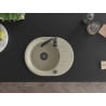 Mexen Kevin zlewozmywak granitowy 1-komorowy z ociekaczem 586 x 458 mm, beżowy, syfon czarny - 6517581005-69-B