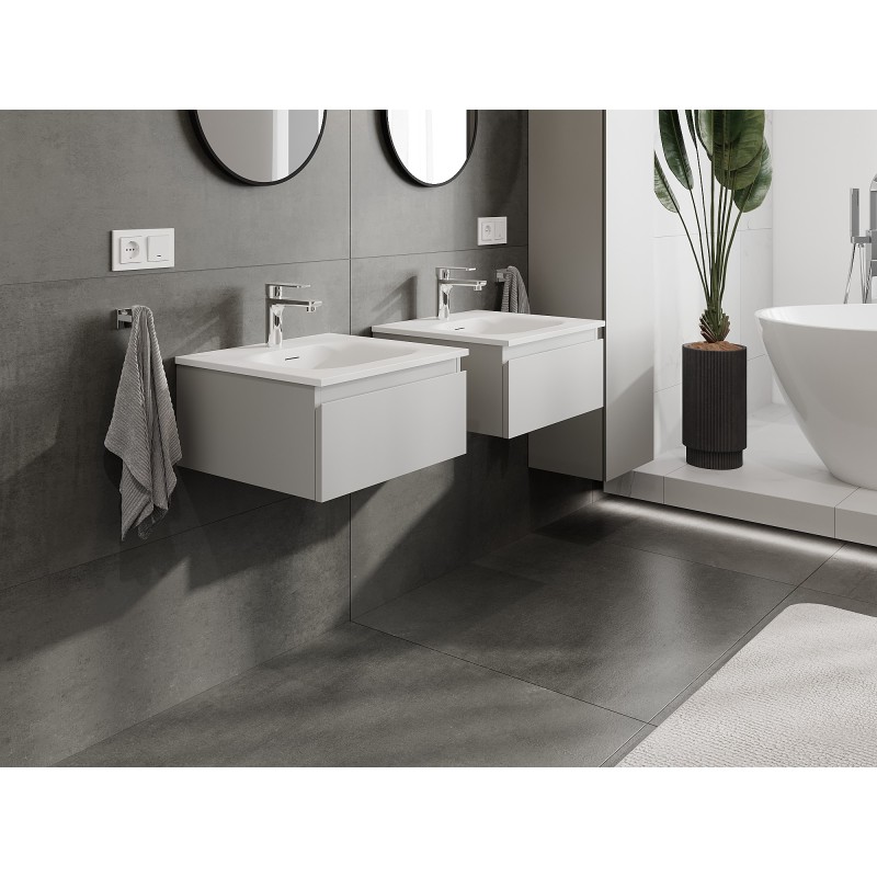 Mexen Orio szafka łazienkowa 50 cm z umywalką Vela, 1 szuflada, szara mat/biała mat - 91A10-05023-1-BF62-W23M01