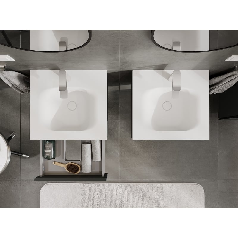 Mexen Orio szafka łazienkowa 50 cm z umywalką Vela, 1 szuflada, grafit mat/biała mat - 91A10-05023-1-BF66-W23M01