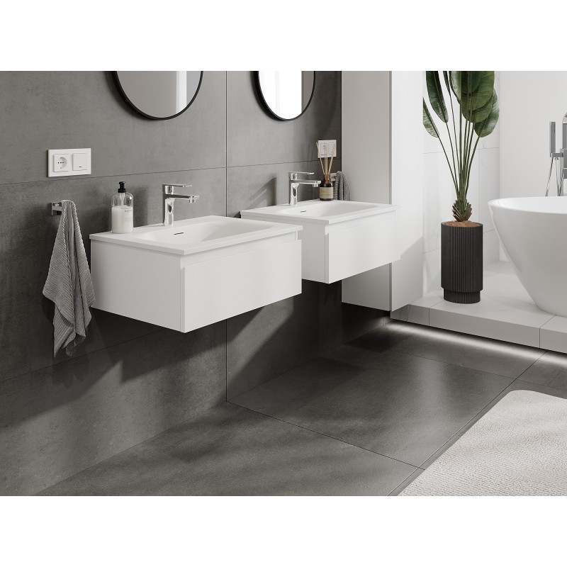 Mexen Orio szafka łazienkowa 60 cm z umywalką Vela, 1 szuflada, biała mat - 91A10-06023-1-BF01-W23M01