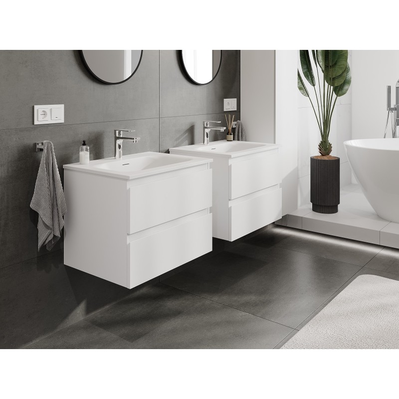 Mexen Orio szafka łazienkowa 60 cm z umywalką Vela, 2 szuflady, biała mat - 91A10-06047-2-BFF01-W23M01