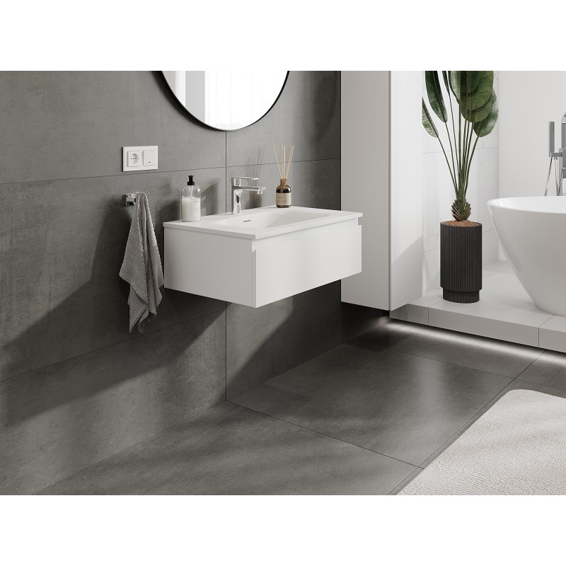 Mexen Orio szafka łazienkowa 70 cm z umywalką Vela, 1 szuflada, biała mat - 91A10-07023-1-BF01-W23M01