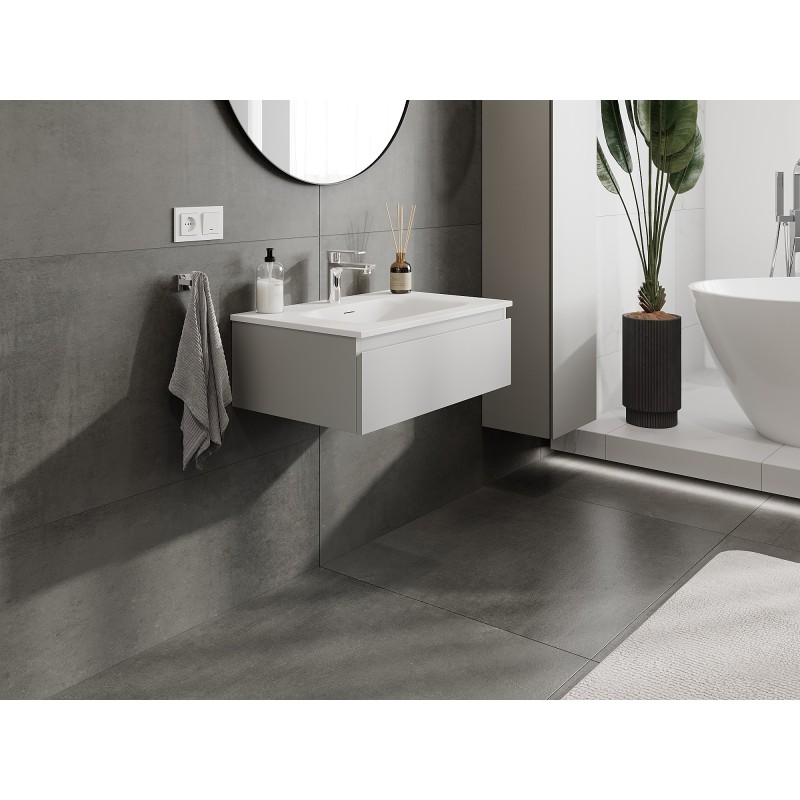 Mexen Orio szafka łazienkowa 70 cm z umywalką Vela, 1 szuflada, szara mat/biała mat - 91A10-07023-1-BF62-W23M01