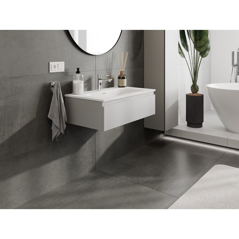 Mexen Orio szafka łazienkowa 80 cm z umywalką Vela, 1 szuflada, szara mat/biała mat - 91A10-08023-1-BF62-W23M01