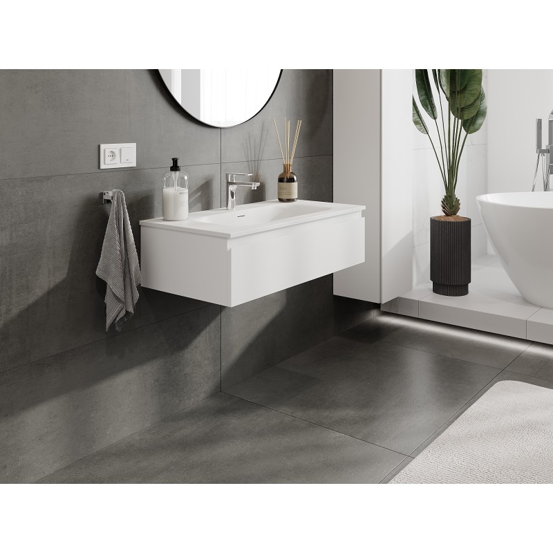 Mexen Orio szafka łazienkowa 90 cm z umywalką Vela, 1 szuflada, biała mat - 91A10-09023-1-BF01-W23M01