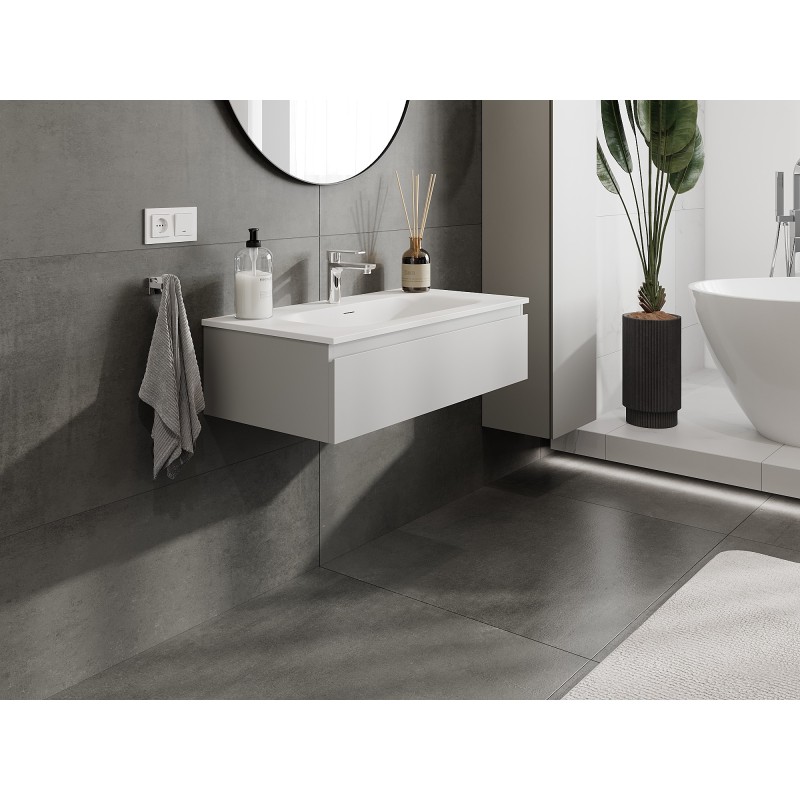 Mexen Orio szafka łazienkowa 90 cm z umywalką Vela, 1 szuflada, szara mat/biała mat - 91A10-09023-1-BF62-W23M01