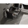 Mexen Rivel szafka łazienkowa 90 cm z umywalką Otis, 2 szuflady, ryflowana , czarna mat - 91A20-09047-2-BFF71-W18M71