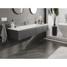 Mexen Rivel szafka łazienkowa 160 cm z umywalką Vela, 1 szuflada, ryflowana , grafit mat/biała mat - 91A20-16023-1-BF66-W23M0