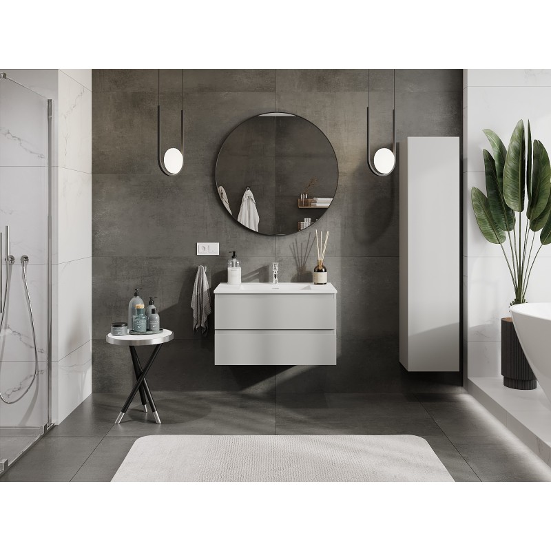 Mexen Orio szafka łazienkowa 80 cm z umywalką Otis, 2 szuflady, szara mat/biała mat - 91A10-08047-2-BFF62-W18M01