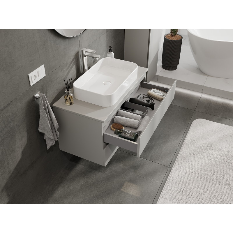 Mexen Orio szafka łazienkowa podumywalkowa 90 cm, 2 szuflady, szara mat - 91A10-09047-2-BFF62