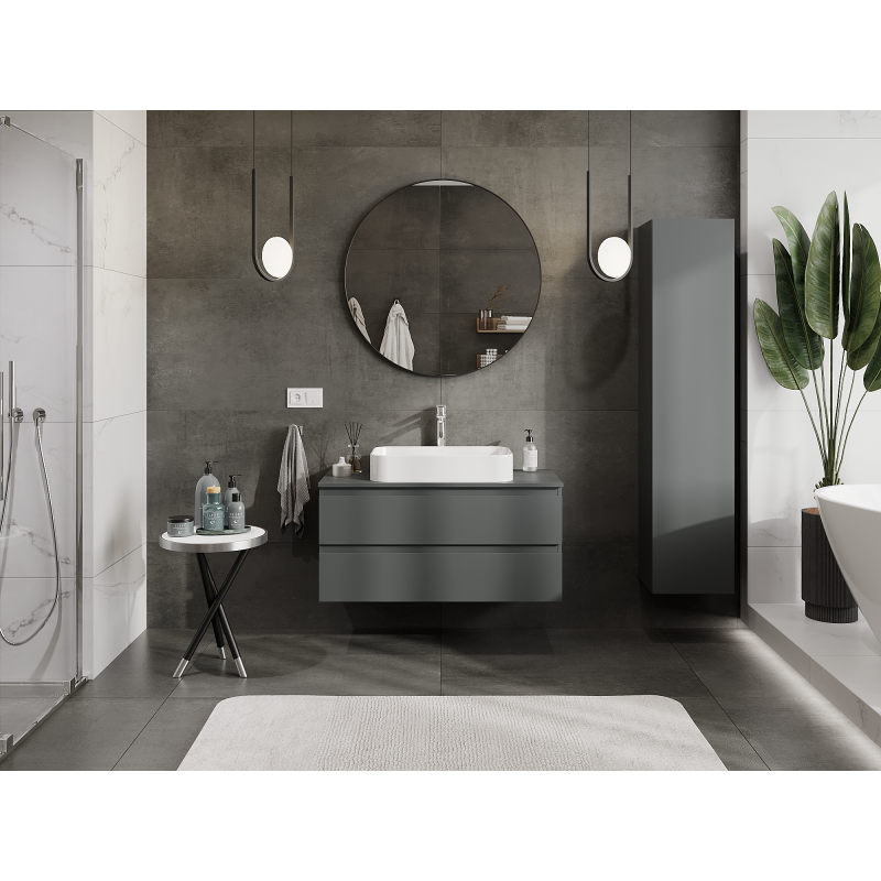 Mexen Orio szafka łazienkowa podumywalkowa 100 cm, 2 szuflady, grafit mat - 91A10-10047-2-BFF66