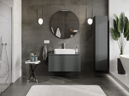 Mexen Rivel szafka łazienkowa podumywalkowa 90 cm, 1 szuflada, ryflowana , szara mat - 91A20-09047-1-BF66