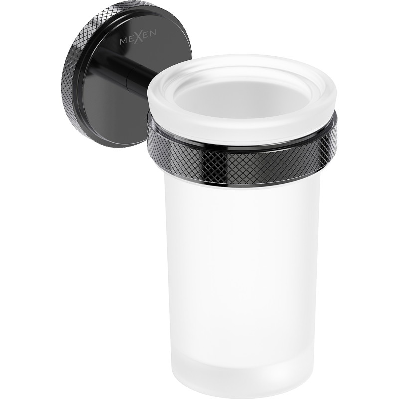 Mexen Gravo kubek na szczoteczki, black chrome - 70A93051-73