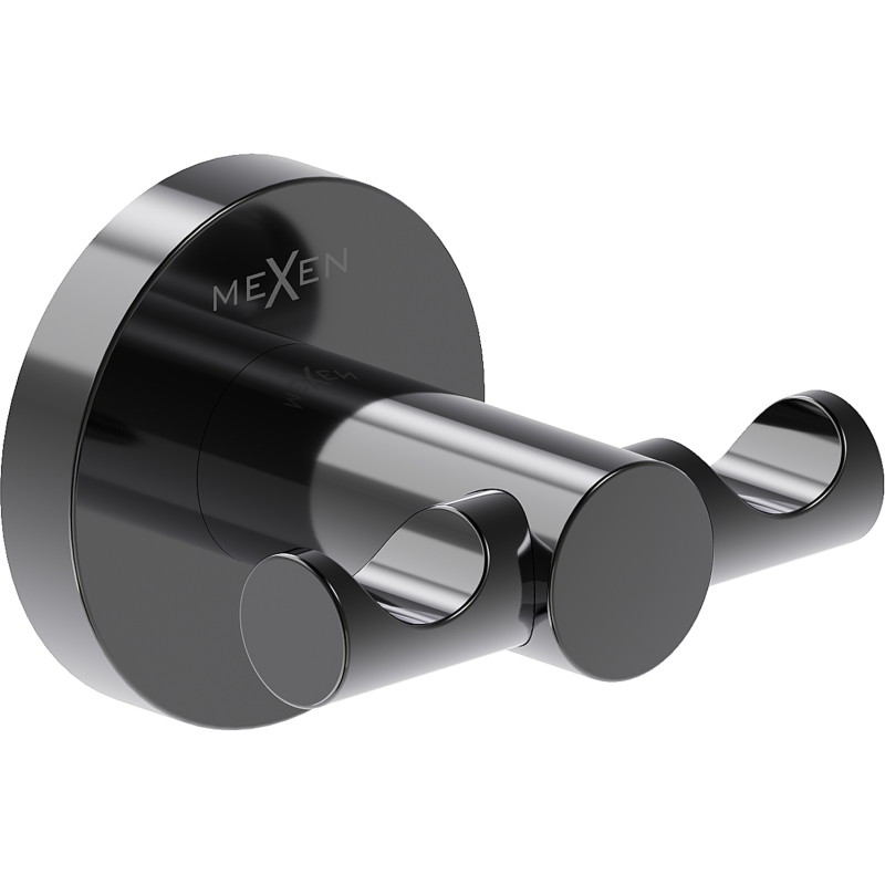 Mexen Ovio podwójny haczyk na ręcznik, black chrome - 70A19512-73