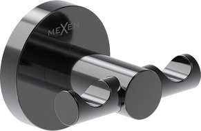 Mexen Ovio podwójny haczyk na ręcznik, black chrome - 70A19512-73