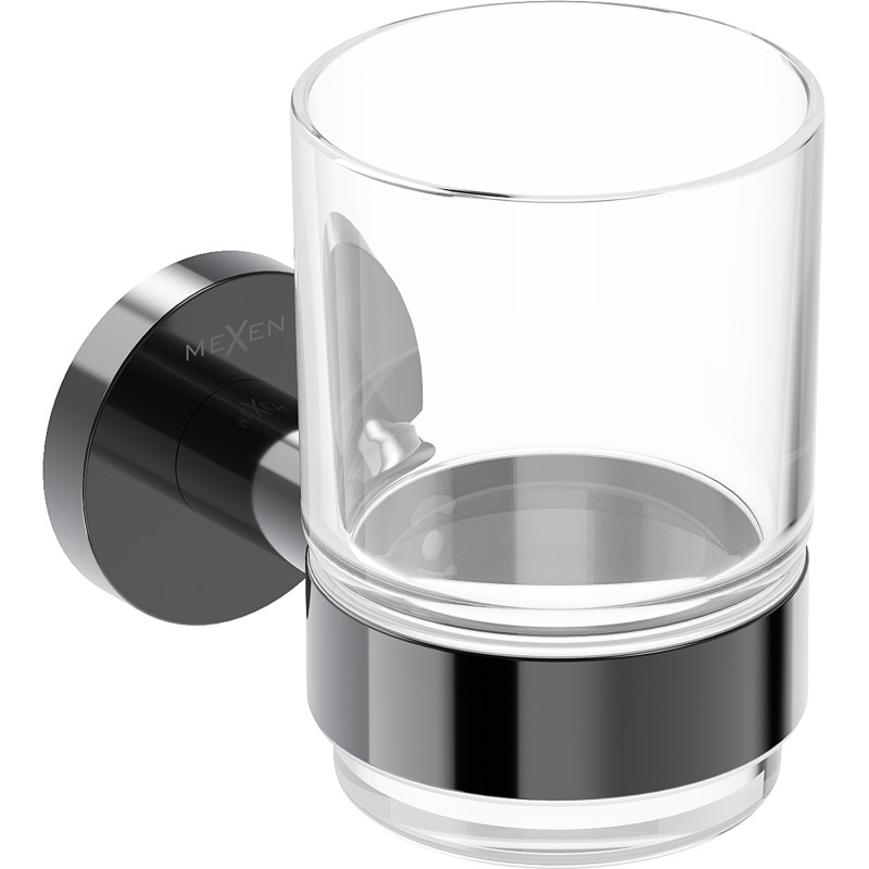 Mexen Ovio kubek na szczoteczki, black chrome - 70A19551-73