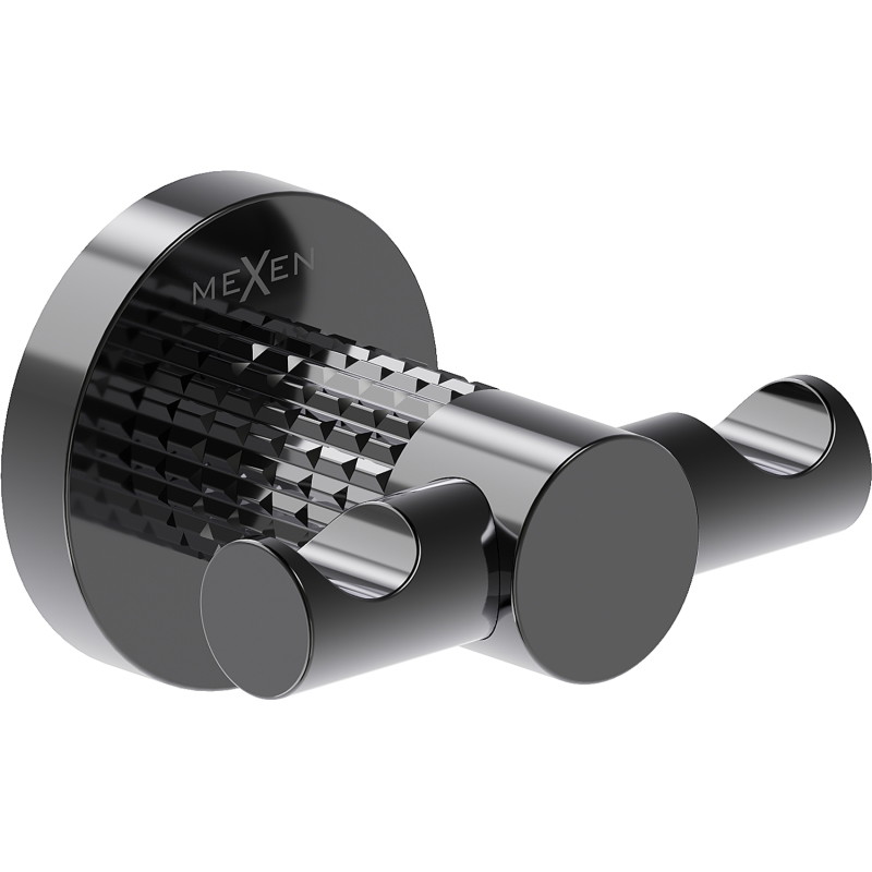 Mexen Triv podwójny haczyk na ręcznik, black chrome - 70A33012-73