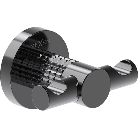 Mexen Triv podwójny haczyk na ręcznik, black chrome - 70A33012-73