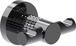 Mexen Triv podwójny haczyk na ręcznik, black chrome - 70A33012-73