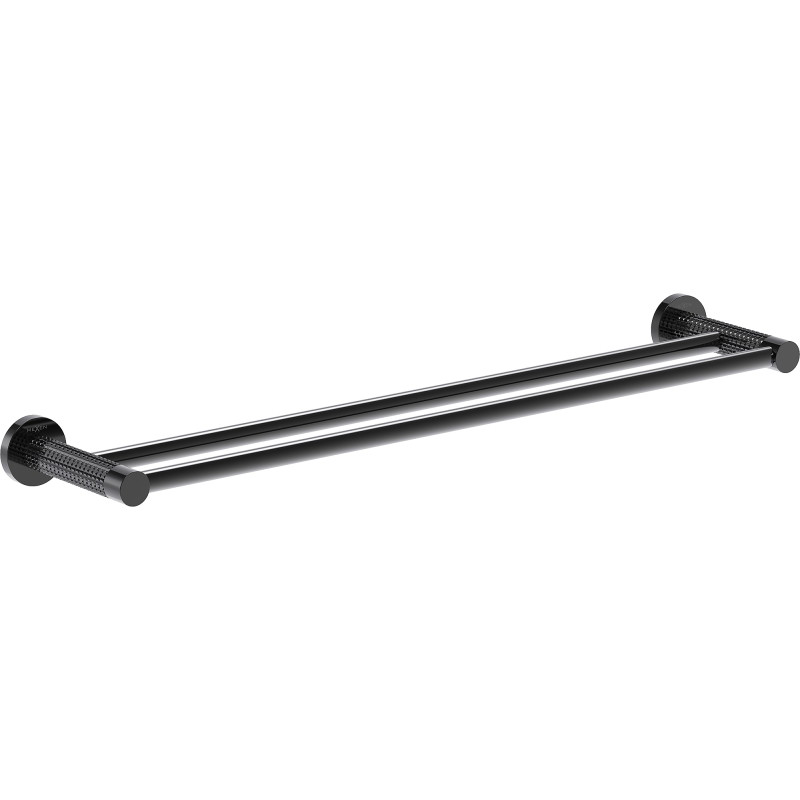 Mexen Triv podwójny wieszak na ręcznik, black chrome - 70A33047-73