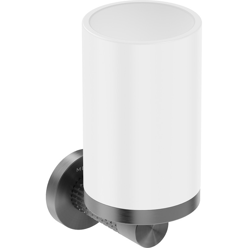 Mexen Triv kubek na szczoteczki, biały/gun gray szczotkowany - 70A33051-66W