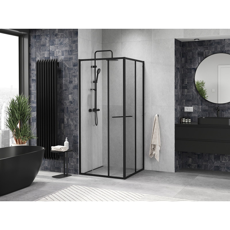 Mexen Linea kabina prysznicowa rozsuwana 80 x 80 cm, transparent, czarna - 8E1-080-080-70-70