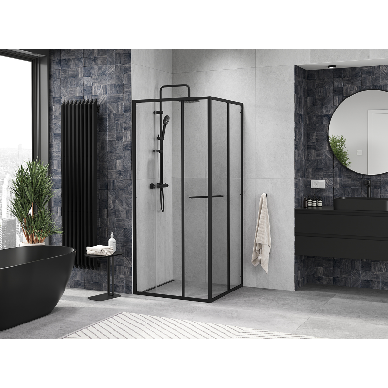 Mexen Linea kabina prysznicowa rozsuwana 85 x 85 cm, transparent, czarna - 8E1-085-085-70-70
