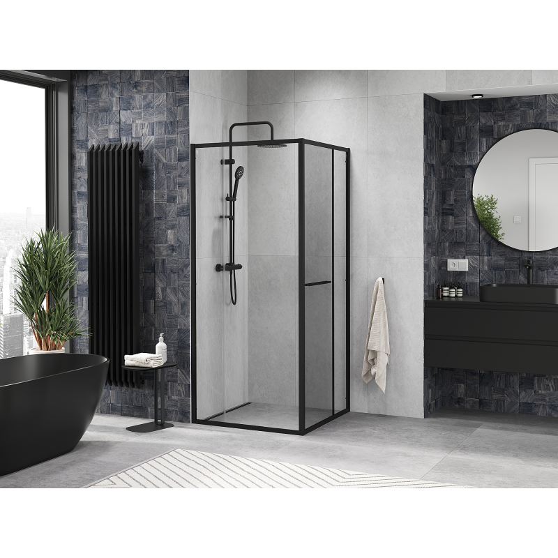 Mexen Linea kabina prysznicowa rozsuwana 85 x 85 cm, transparent, czarna - 8E1-085-085-70-70