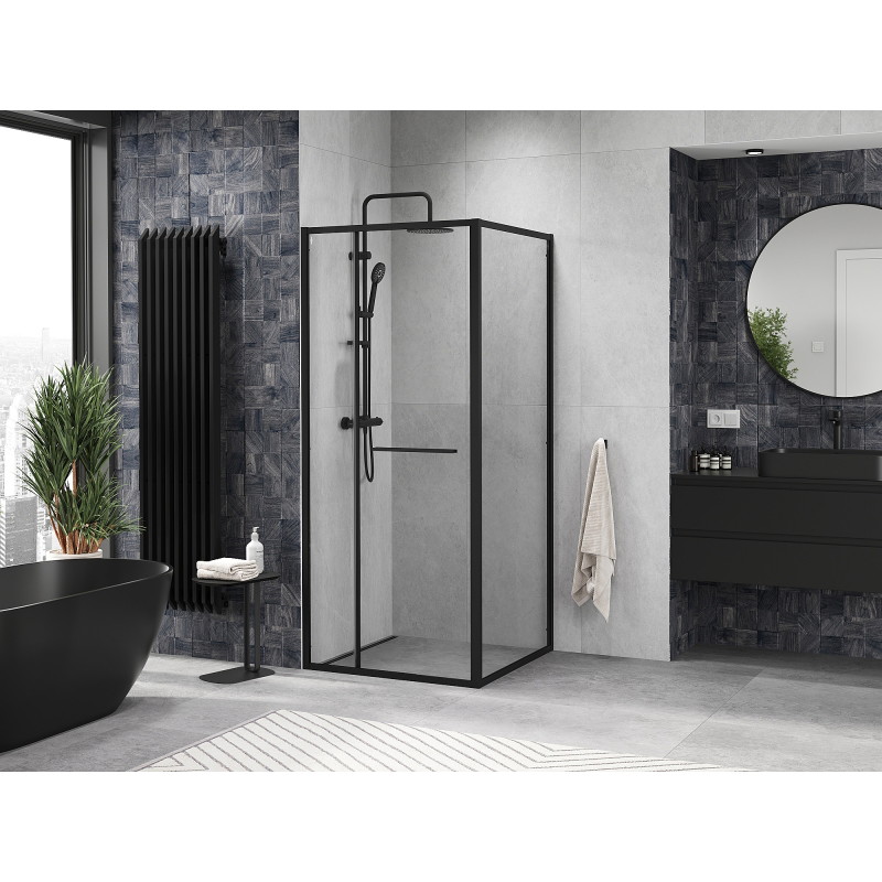 Mexen Linea kabina prysznicowa rozsuwana 90 x 90 cm, transparent, czarna - 8E1-090-090-70-70