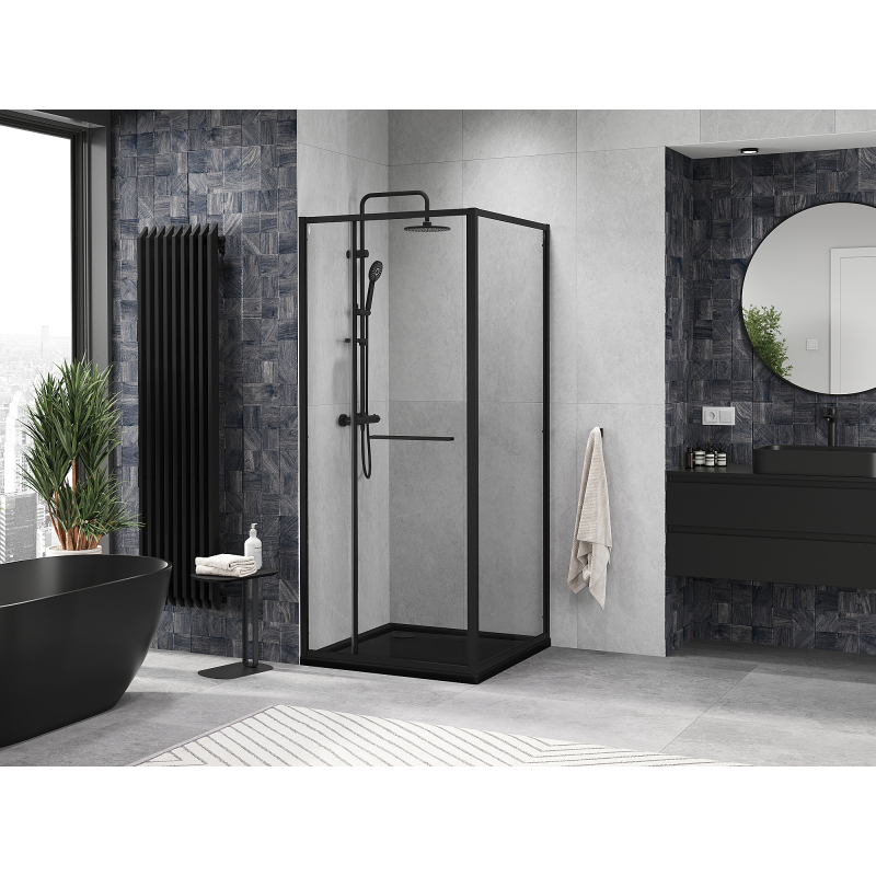 Mexen Linea kabina prysznicowa rozsuwana 85 x 85 cm, transparent, czarna - 8E1-085-085-70-70