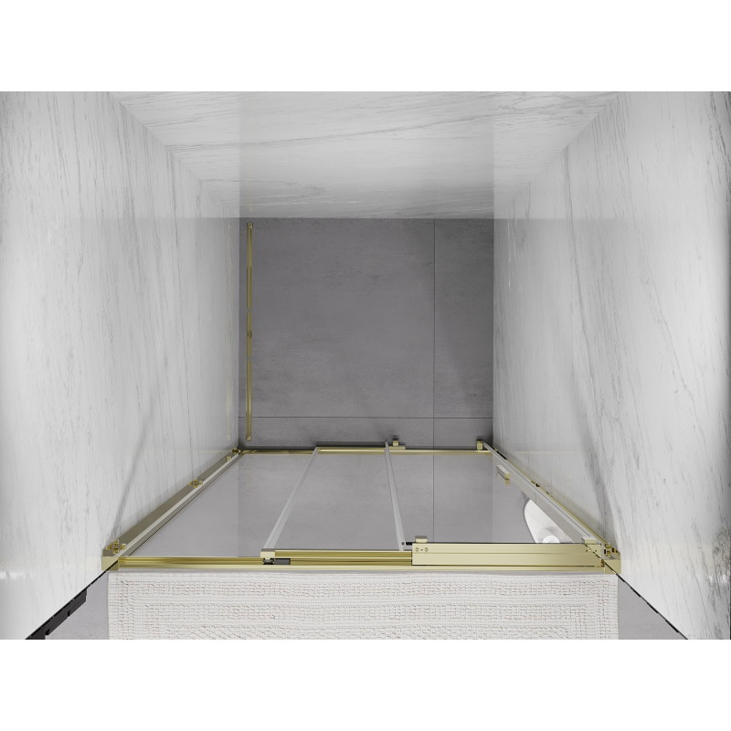 Mexen Exo-3S drzwi prysznicowe rozsuwane 95 cm, transparent, złote - 8153-095-000-50-00
